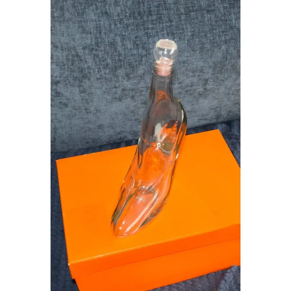Vintage Clear Glass Lady's High Heel Shoe Liquor / Wine Bottle (glass stopper)